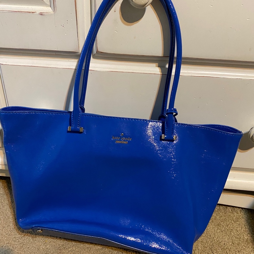 Kate Spade Blue Leather Tote Bag